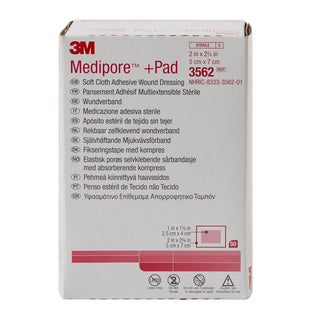 3M™ Medipore™ Adhesive Dressing 2 X 2-3/4 Inch Soft Cloth Rectangle White Sterile (324093_EA)