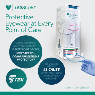 TIDIShield® Grab 'n Go Protective Glasses with Dispenser Wraparound Clear Tint Assorted Color Frames Over Ear One Size Fits Most (860597_CS)