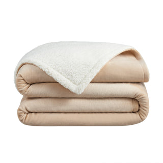 Host & Home Plush to Sherpa Blankets (Throw) 50x60 Tan (P-TH-PF-5060-TN)