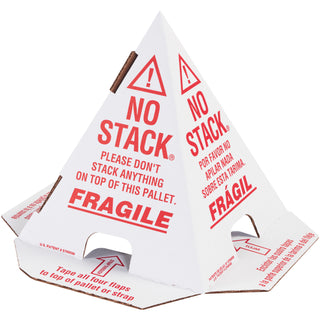 No Stack® Pallet Cones - English, French & Spanish, 8" x 8" x 10", White with Red Print, 100/Case (CONERD100PK)