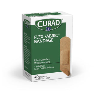 Curad® Flex-Fabric Adhesive Bandages, 3/4" x 2-1/2" Strips, 40/Bx, 1 BX (CUR45245RBZ)