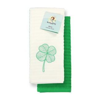 Sloppy Chef Lucky Kitchen Towel 16x26 Clover (2pc Set) (PNP-SC-KT2-CL)