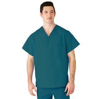 Medline AngelStat Unisex Reversible V-Neck Scrub Top with 2 Pockets, Peacock, Size S, Color Code, 1 EA (610NBTS-CM)