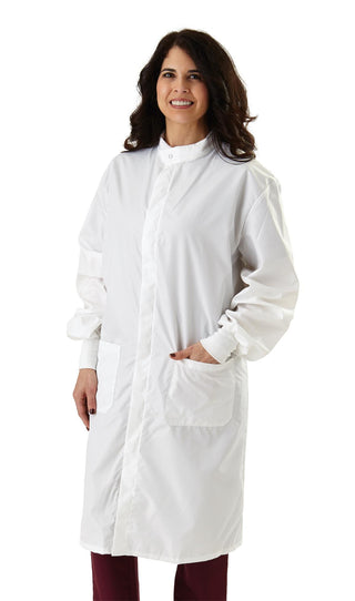 Medline Fluid-Resistant Unisex Antistatic Lab Coat, White, Size 4XL, 1 EA (6620BLH4XL)