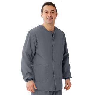 Medline AngelStat Unisex Snap-Front Warm-Up Scrub Jacket, Charcoal, Size S, 1 EA (849NCCS)