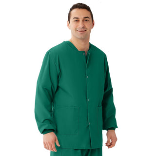 Medline AngelStat Unisex Snap-Front Warm-Up Scrub Jacket, Emerald, Size 2XL, 1 EA (849NJTXXL)