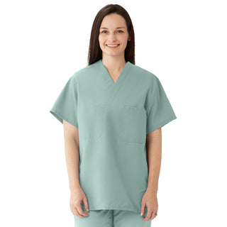 Medline ComfortEase Unisex Reversible Scrub Top with 2 Pockets, Seaspray, Size L, Color Code, 1 EA (910JSSL-CM)