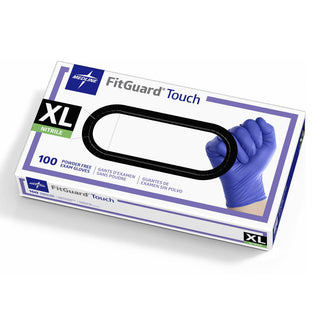 Medline FitGuard Touch Powder-Free Nitrile Exam Gloves, Size XL, 100/BX (FG100XLH)