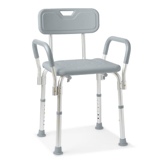Medline Shower Chair with Backrest and Padded Armrests, 350 lb. Capacity, Gray, 1 EA (G2-100KHX1)