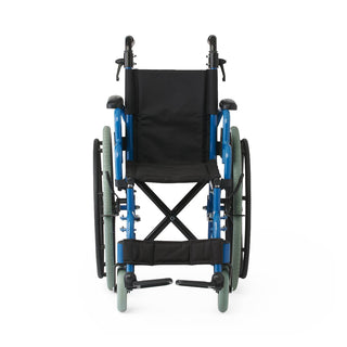 Medline Guardian Kidz Pediatric Wheelchair with Nylon Upholstery, Swing-Away Footrests, and Telescoping Handles, Blue, 12"W, 1 EA (KPD2N22S1)