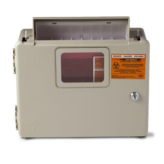 Medline Locking ABS Plastic Cabinet for 5-qt. Sharps Container MDS705153, 5.5" x 12.4" x 11.3" Cabinet and Key Only, 5/CS (MDS707953)