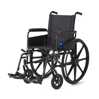 Medline K4 Lightweight Wheelchair with Full-Length Arms and Swing-Away Footrests, 300 lb. Weight Capacity, 18" Width, 1 EA (MDS806500FLA)