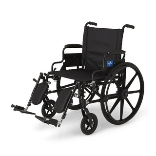Medline K4 Extra-Wide Lightweight Wheelchair with Removable Desk-Length Arms and Elevating Leg Rests, 350 lb. Weight Capacity, 22" Width, 1 EA (MDS806575)