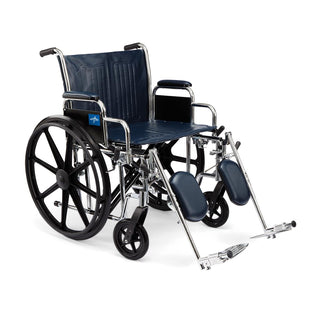 Medline Excel Extra-Wide Wheelchair, 24" Seat, Removable Desk-Length Arms, Elevating Leg Rests, 1 EA (MDS806950)