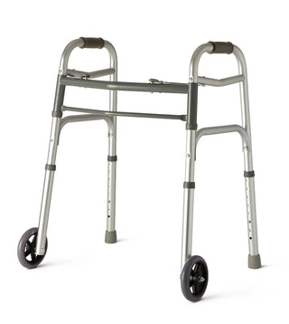 Medline Guardian 2-Button Folding Youth Walker with 5" Wheels, 1 EA (G30758WH)
