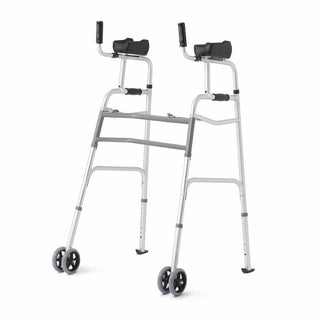 Medline Aluminum Upright Folding Walker with 5" Wheels, Adult, 1 EA (MDSUPWALK)