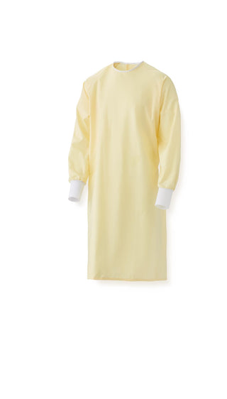 Medline AAMI Level 1 Reusable Isolation Gown, Overlap Back, Yellow, One Size Fits Most, 12/DZ (MDT011207Z)