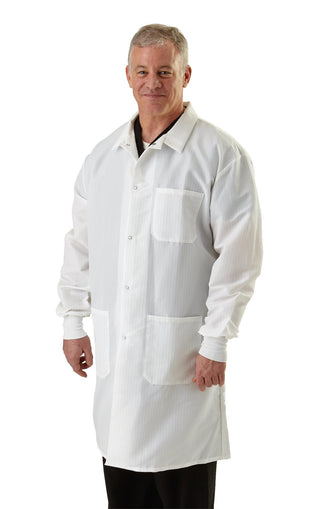 Medline Protective Barrier Lab Coat with Pockets, ResiStat Static and Fluid Resistant, Light Blue, Size L, 1 EA (MDT046811L)
