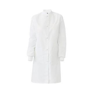 Medline Women's Protective Barrier Lab Coat with Pockets, ResiStat Static and Fluid Resistant, White, Size L, 1 EA (MDT046815L)