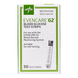 Medline Glucose Test Strips for EvenCare G2 Meters MPH1540, MPH1545, and MPH1540NV, 600/CS (MPH1550)