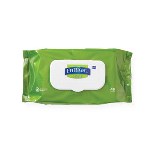 Fitright Aloe Scented Wet Wipes, 8" x 10", Flip Top Lid, 48/Pack, 576/CS (MSC263654)
