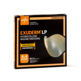 Medline Exuderm LP Low-Profile Hydrocolloid Wound Dressing, 4" x 4", 10/BX (MSC5100)