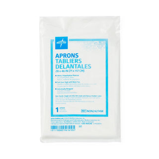 Medline Disposable Polyethylene Apron, Midweight, 28" x 46", 1 EA (NON24274WH)