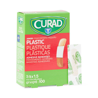 Curad® Plastic Adhesive Bandage, 3/8" x 1.5", 100 Bandages/Box, 3600/CS (NON25509)