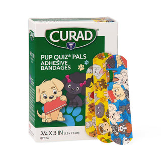 Curad® Pup Quiz Adhesive Bandages, 3/4" x 3" Strips, 1200/CS (NON256130)