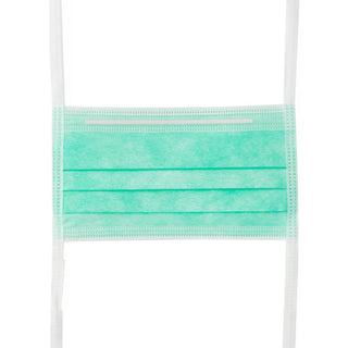 Medline Surgical Face Mask with Ties and Anti-Fog Adhesive Tape, Green, 50/BX (NON27371AZ)