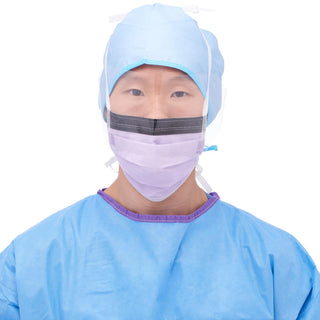 Medline ASTM Level 3 Anti-Fog Surgical Face Mask with Shield and Ties, Anti-Glare Strip, Spunbond Polypropylene Outer, Thermalbond Polypropylene Inner, Purple, 25/BX (NON27410Z)