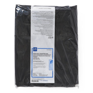 Medline Adult Black Vinyl Disaster Body Bag with Metal Zipper, 10 Sewn-In Handles, 650 lb. Limit, Black, 36" x 96", 5/CS (NON80540W)