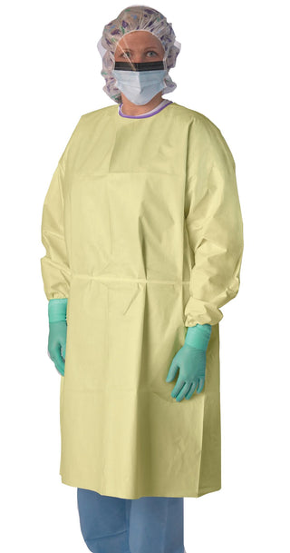 Medline Premium AAMI Level 3 Isolation Gown with Elastic Wrists, Yellow, Size XL, 100/CS (NONLV315XL)