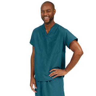 Medline PerforMAX Unisex Reversible V-Neck Scrub Top with 2 Pockets, Caribbean Blue, Size XS, Angelica Color Code, 1 EA (810JCBXS-CA)