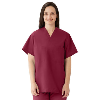 Medline ComfortEase Unisex Reversible Scrub Top with 2 Pockets, Wine, Size L, Color Code, 1 EA (910JWNL-CM)