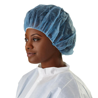 Medline 1-Ply Spunbond Polypropylene Bouffant Caps, 24", Blue, 100/BX (CRI1004Z)