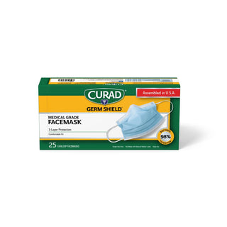 Curad® Germ Shield Medical Grade Face Mask with Ear Loops, 25/Box, 12/CS (CUR38325)