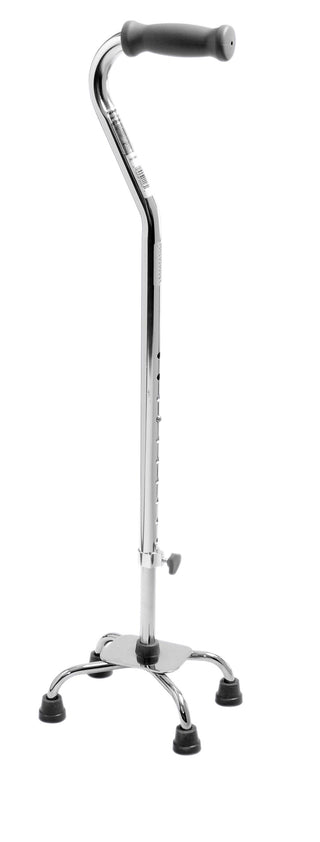 Medline Aluminum Quad Cane with Small Base, 300 lb. Capacity, Brite Chrome, 2/CS (G05345S)