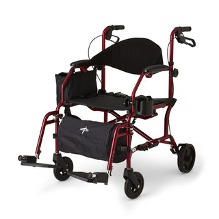 Medline Translator Combination Transport Chair and Rollator, 18" Wide Seat, Red, 1 EA (MDS808200TRR)
