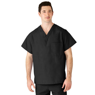 Medline AngelStat Unisex Reversible V-Neck Scrub Top with 2 Pockets, Black, Size 3XL, Angelica Color Code, 1 EA (610BLK3XL-CA)