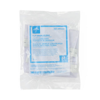 Medline Urinary Leg Bags with Elastic Straps, Flip-Drain Spout, Size M, 20 oz., 48/CS (URO5454)
