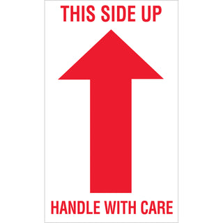 Tape Logic® 3 x 5" - "This Side Up - Handle With Care" Arrow Labels, Roll Of 500 (DL1050)