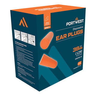 Portwest® Ear Plug Dispenser Refill Pack (500 pairs), Orange, Size , Box of 500 (EP21ORR)