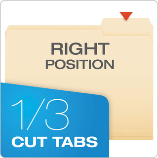 Pendaflex® Manila File Folders, 1/3-Cut Tabs, Right Position, Letter Size, 100/Box (ESS752133)