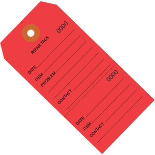 4 3/4 x 2 3/8" Red Repair Tags Consecutively Numbered, Case Of 1000 (G26201)