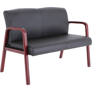 Lorell Wood & Leather Love Seat, Wood Frame, Black Mahogany, Bonded Leather, 45.5" x 26.1" Depth x 33.1" Height, 1 Each (LLR40211)