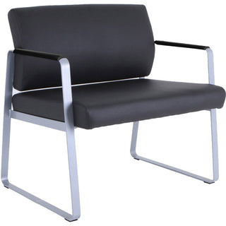 Lorell Healthcare Seating Bariatric Guest Chair, Silver Powder Coated Steel Frame, Black, Vinyl, 34.3" x 19.3" Depth x 34.3" Height, 1 Each (LLR66997)