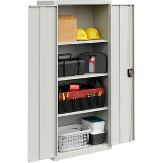Lorell Slimline Storage Cabinet - 30" x 42" x 66" - 4 x Shelf(ves) - 720 lb Load Capacity - Durable, Welded, Nonporous Surface, Recessed Handle, Removable Lock, Locking System - Baked Enamel - Recycled (LLR69830LGY)