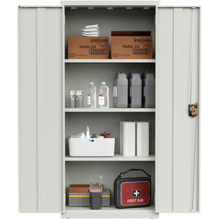 Lorell Slimline Storage Cabinet - 30" x 42" x 66" - 4 x Shelf(ves) - 720 lb Load Capacity - Durable, Welded, Nonporous Surface, Recessed Handle, Removable Lock, Locking System - Baked Enamel - Recycled (LLR69830LGY)