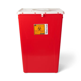Medline PG-II Flat Sharps Container with Port Lid, Red, 18 gal., 7/CS (MDS705318)